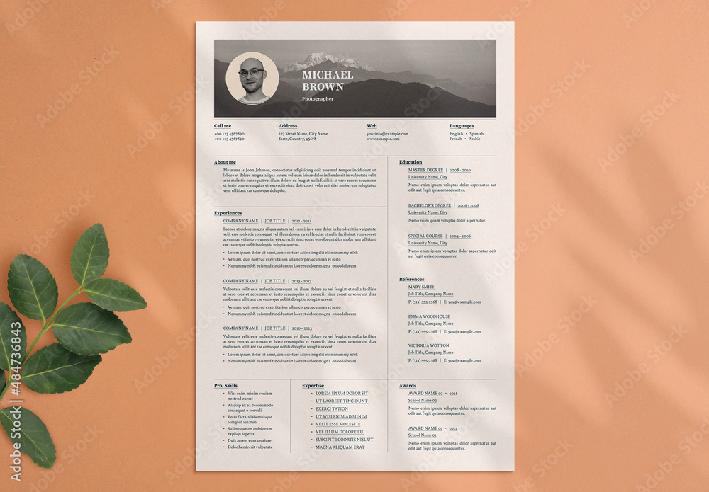 Resume Layout Stock Template Adobe Stock Resume Layout Stock Template Adobe Stock