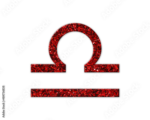Libra Zodiac Astrology Red Glitter Icon Logo Symbol illustration