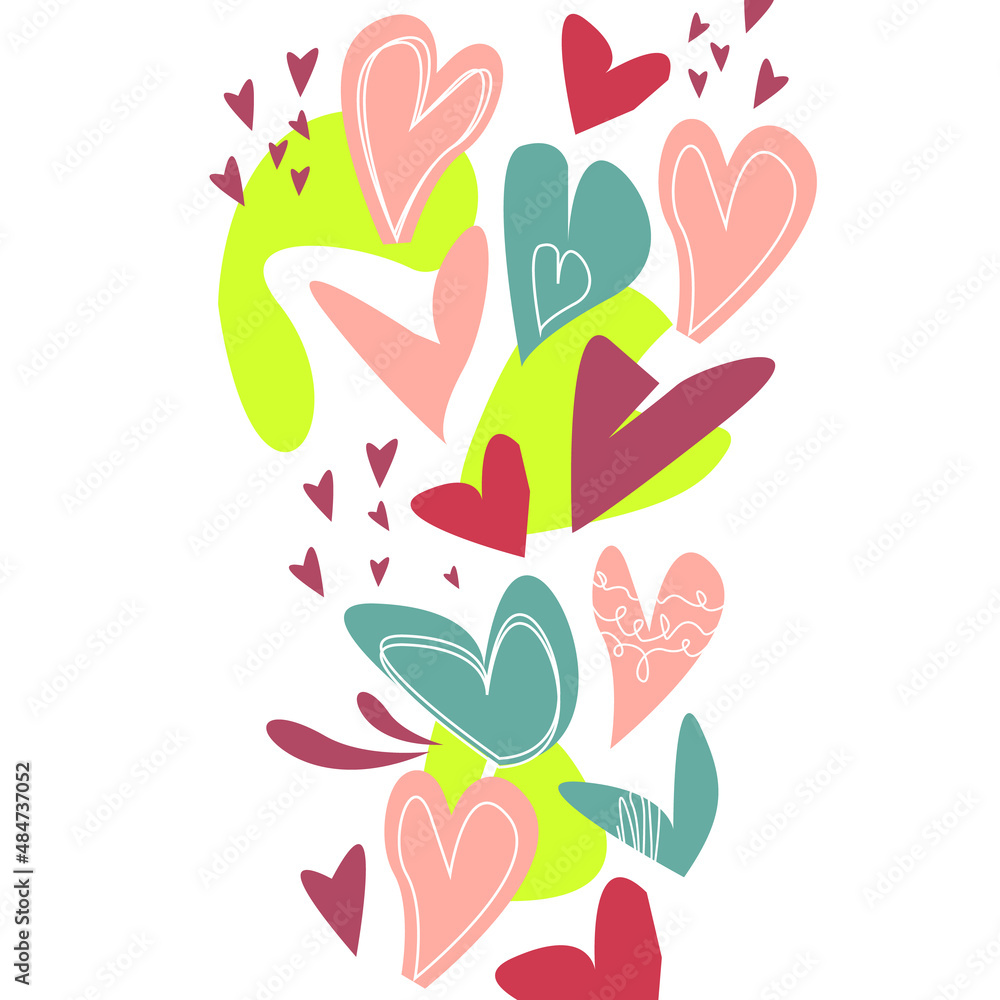 Set with cute hearts. Vector illustration for valentine's day. Decoration ornament in romantic style.
