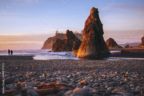 Slika na platnu Sunset Over Ruby Beach, Olympic National Park!