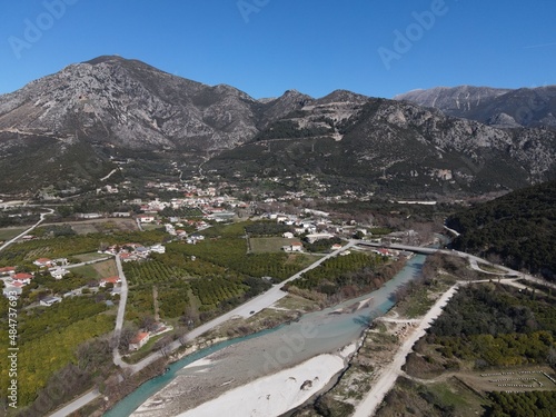 aerial view of glyki greek tradition village famous tourist destination near acheron river springs and famous souli of paramythia in epirus greece photo