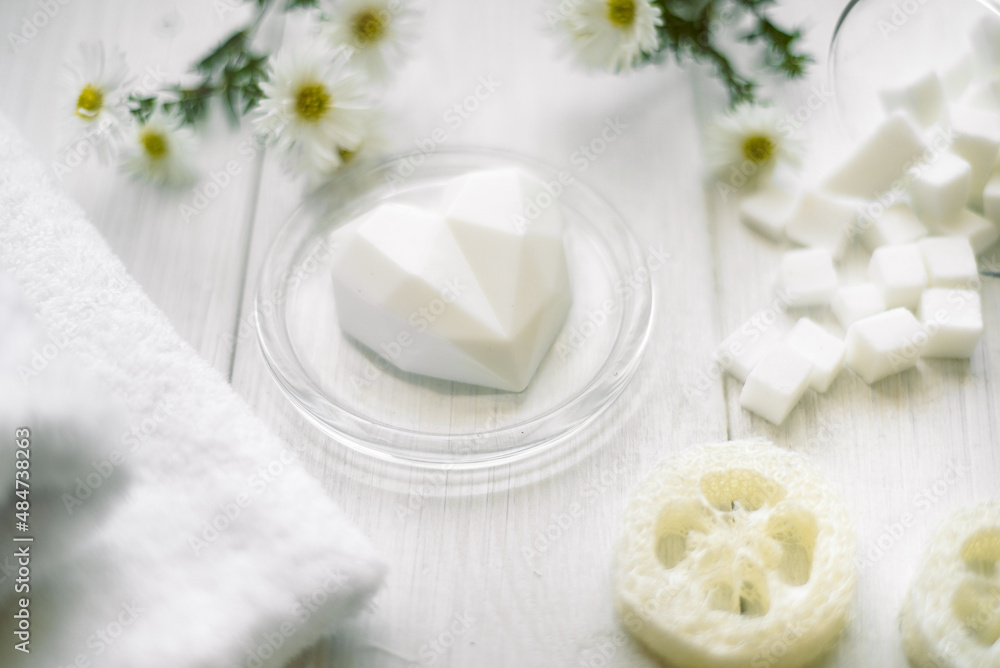 natural eco beauty handmade herbal soap. luffa sponge, clay for making facial or body mask natural eco beauty handmade herbal soap. luffa sponge, clay for making facial or body mask