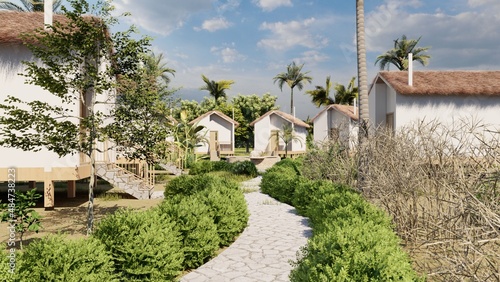 Set of ecolodge hotel bungalows © LloniFernando