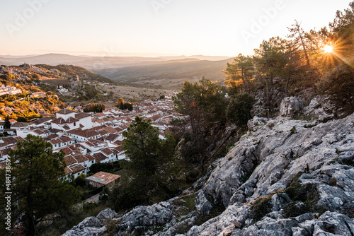 Sunset view of the village of Grazalema in Andalusia