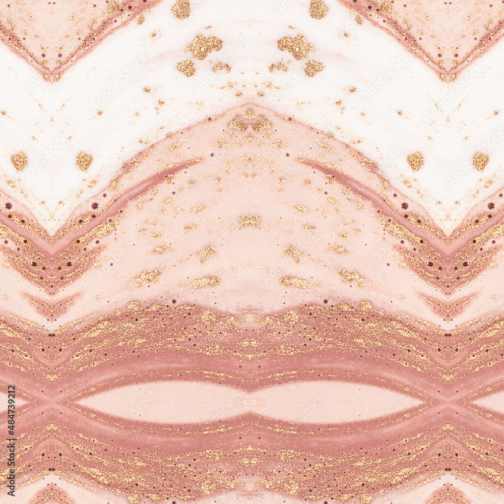 Fototapeta premium Beautiful coral ornament. Natural Pattern. Luxury unique painting. Ornament. Marble texture. Trendy art with golden powder. 