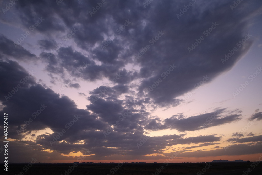 Beautiful sky evening beauty and Clouds at sunset , Panoramic scene view . Natural background Beautiful sky evening beauty and Clouds at sunset , Panoramic scene view . Natural background