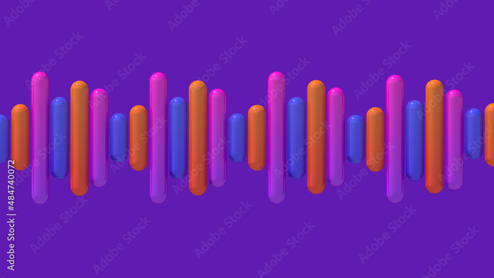 Bright colorful blocks in a row. Purple background. Abstract illustration, 3d render. Bright colorful blocks in a row. Purple background. Abstract illustration, 3d render.