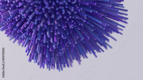 Purple and blue deformed sphere. Abstract illustration, 3d render, close-up.