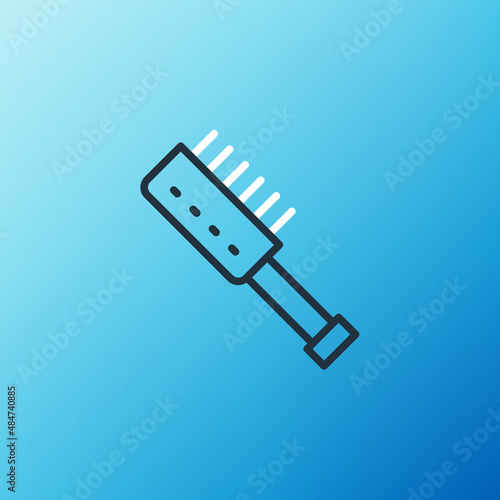 Line Sauna brush icon isolated on blue background. Wooden brush with coarse bristles for washing in the bath. Anti cellulite massage. Colorful outline concept. Vector