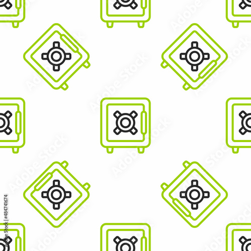 Line Ethereum exchange NFT icon isolated seamless pattern on white background. Non fungible token. Digital crypto art concept. Vector