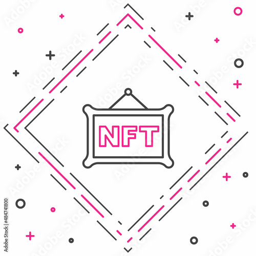 Line NFT Digital crypto art icon isolated on white background. Non fungible token. Colorful outline concept. Vector