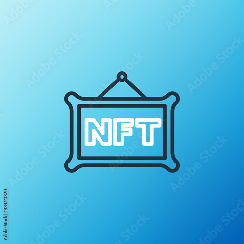 Line NFT Digital crypto art icon isolated on blue background. Non fungible token. Colorful outline concept. Vector