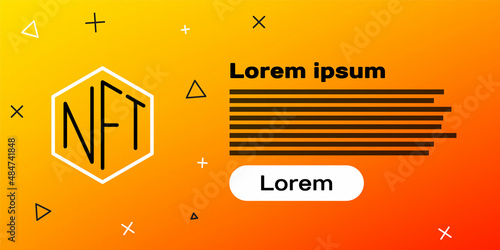 Line NFT Digital crypto art icon isolated on yellow background. Non fungible token. Colorful outline concept. Vector