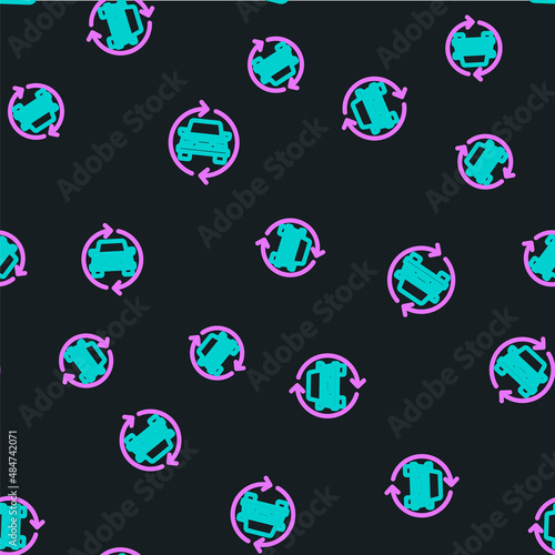 Line Car service icon isolated seamless pattern on black background. Auto mechanic service. Repair service auto mechanic. Maintenance sign. Vector