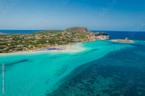 Aerial view of La Pelosa beach in Stintino, Sardinia © Audrius