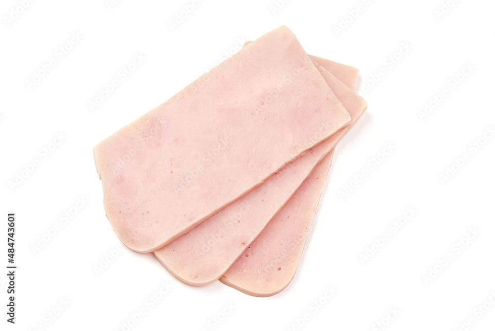 Boiled pork sausage, isolated on white background. Boiled pork sausage, isolated on white background.
