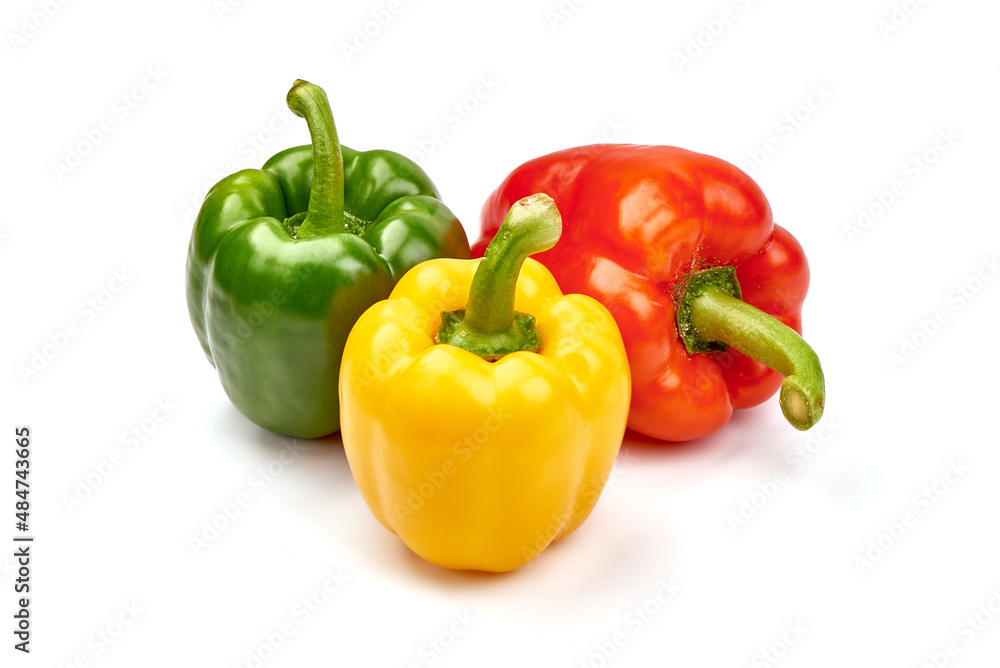 Fresh bell peppers, isolated on white background. Fresh bell peppers, isolated on white background.