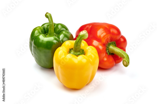 Fresh bell peppers, isolated on white background.