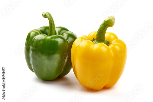 Fresh bell peppers, isolated on white background.