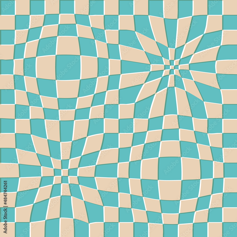 Optical illusion, altered reality, checkered psychedelic retro seamless pattern. 60s, 70s repeat for fabric, textile etc Optical illusion, altered reality, checkered psychedelic retro seamless pattern. 60s, 70s repeat for fabric, textile etc