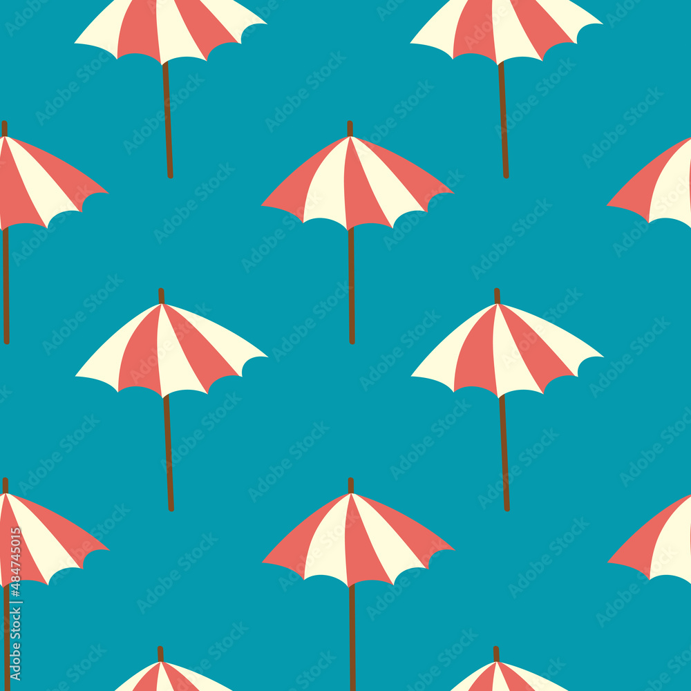 Obraz premium Seamless pattern with a marine theme on a blue background.