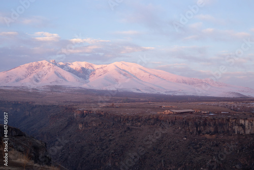 view of the snowy mountain Ara in Armenia