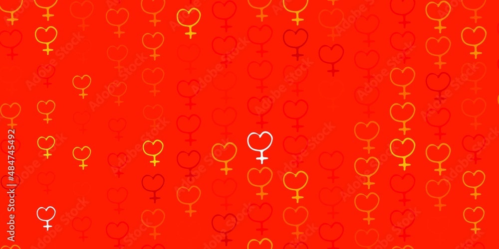 Light Orange vector pattern with feminism elements.