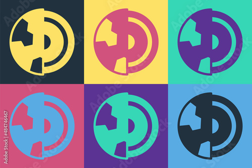 Pop art Earth core structure crust icon isolated on color background. Vector