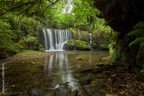 Beautiful waterfall in a forest in Galicia  Spain  known by the name of San Pedro de Incio.