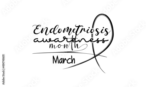 Endometriosis awareness month. Brush calligraphy style vector template design for banner, card, poster, background.