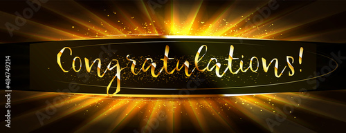 Congratulations Banner With Golden Confett