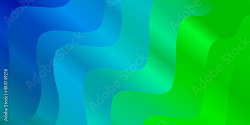Light Blue, Green vector background with wry lines. Illustration in abstract style with gradient curved. Template for cellphones.