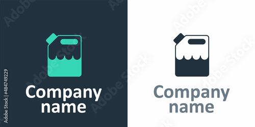 Logotype Canister for gasoline icon isolated on white background. Diesel gas icon. Logo design template element. Vector