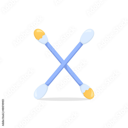 Two Cotton buds, white background