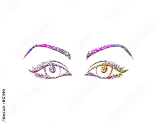 Female Woman girl Eyes Pink Colorful Glitters Icon Logo Symbol illustration
