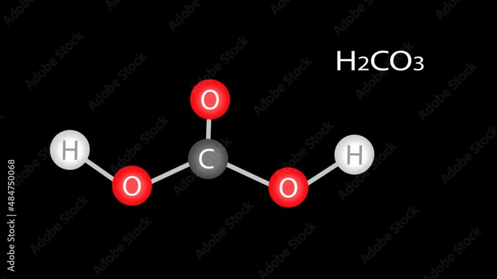 animation of the structure of the carbonic acid molecule, H2CO3, isolated background animation of the structure of the carbonic acid molecule, H2CO3, isolated background