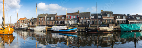 Fotografie Panoramatic view of harbour in historical centrum of Spakenburg village, Provinc