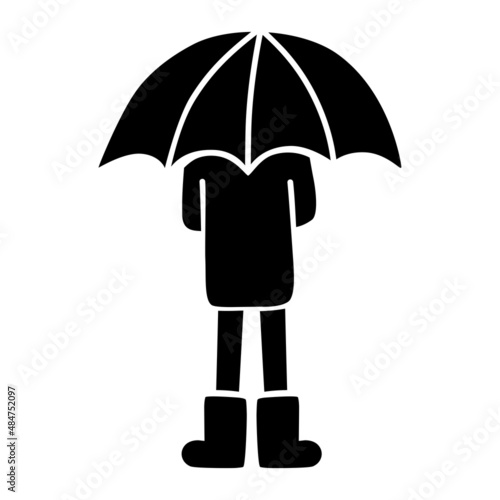 silhouette of a man under an umbrella. Vector illustration