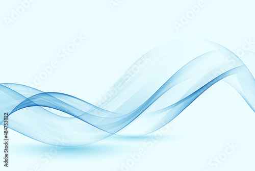Abstract blue wave. Flow of transparent blue abstract wave.