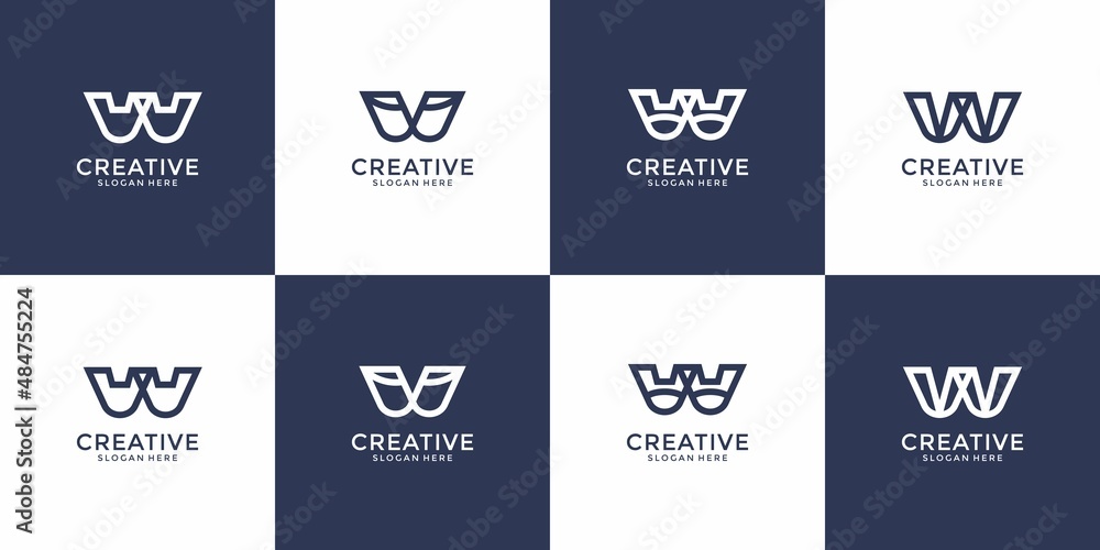 w letter logo collection monogram
