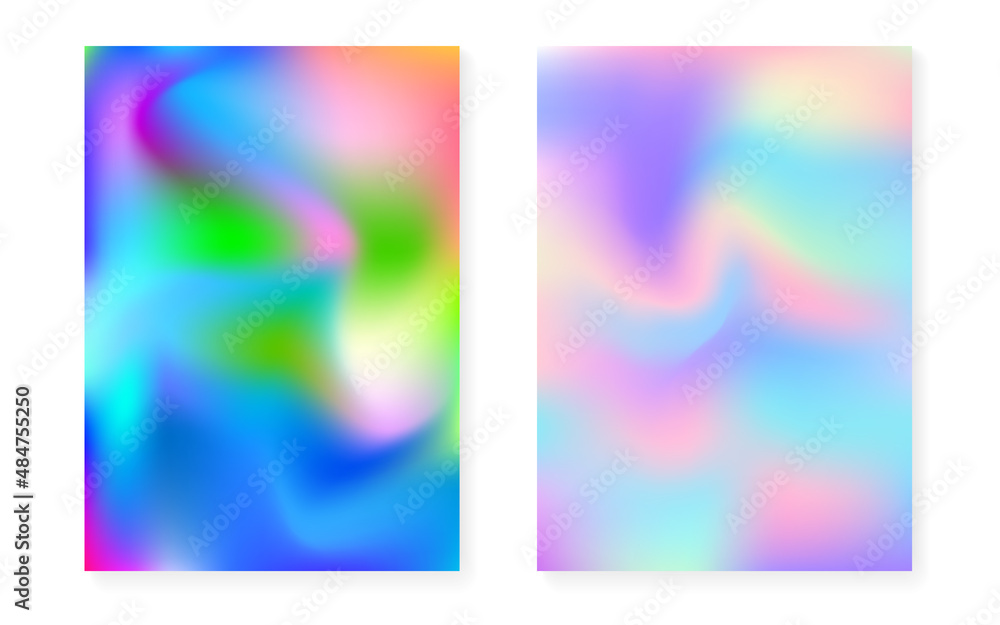 Fototapeta premium Hologram gradient background set with holographic cover.