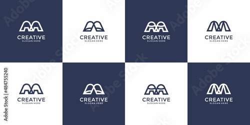 Set of letter m monogram logo design template