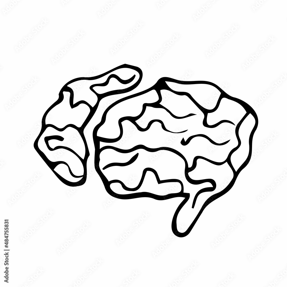 doodle brain icon with hand drawn style vector isolated background doodle brain icon with hand drawn style vector isolated background