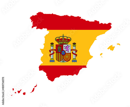 Spain Flag National Europe Emblem Map Icon Vector Illustration Abstract Design Element