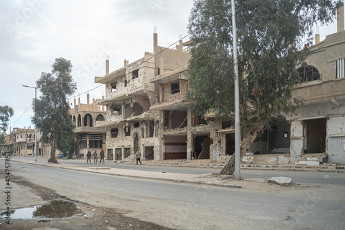 Street in Palmyra Village in Syria photo