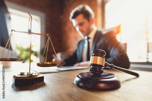 фотографія Lawyer working in the office. Singing agreement