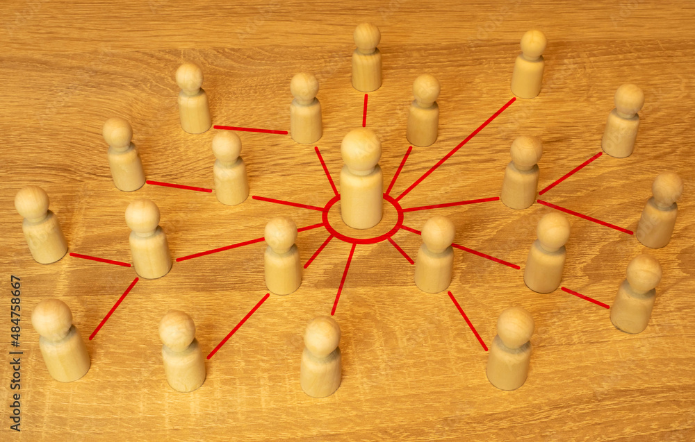 Obraz premium Business not teamwork concept. The boss stood to order his followers to work tirelessly.