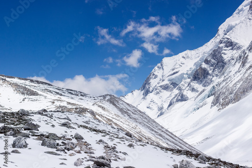 Mountain peaks at Thorong La Manaslu pass, Himalayas