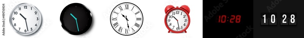 10:28 (AM and PM) or 22:28 time clock icons 10:28 (AM and PM) or 22:28 time clock icons