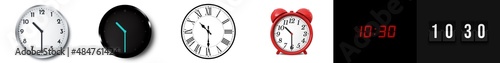 10:30 (AM and PM) or 22:30 time clock icons photo